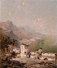 Franz Richard Unterberger Canvas Paintings - Amalfi, The Gulf Of Salerno